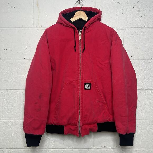 Vintage Polar King Quilted Canvas Hooded Jacket “Red Black” - Picture 1 of 10